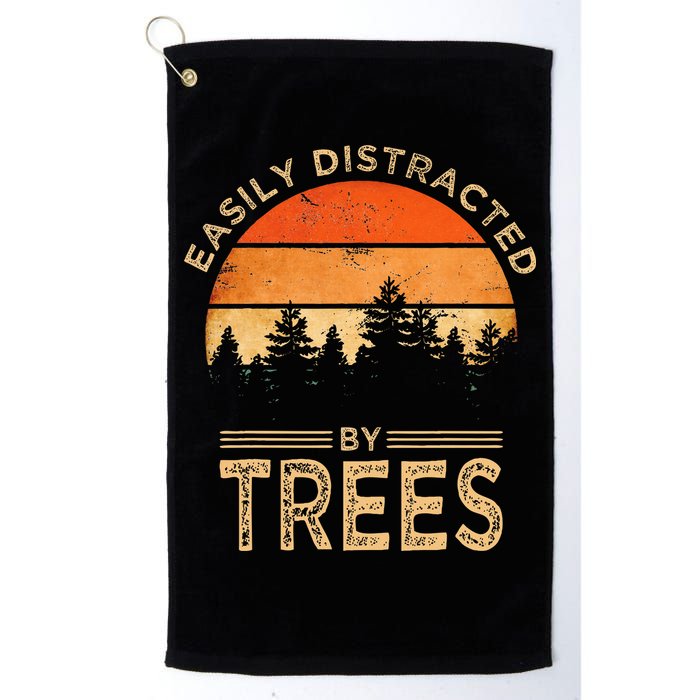 Easily Distracted By Trees Vintage Funny Tree Golf Towel