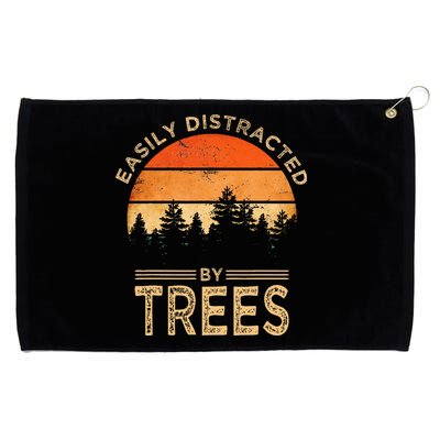 Easily Distracted By Trees Vintage Funny Tree Grommeted Golf Towel