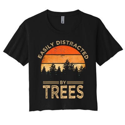 Easily Distracted By Trees Vintage Funny Tree Crop Top