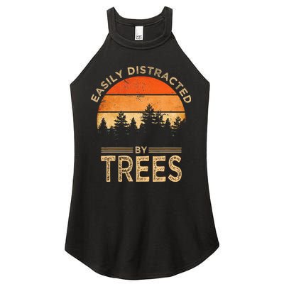 Easily Distracted By Trees Vintage Funny Tree Women's Perfect Tri Rocker Tank