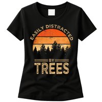 Easily Distracted By Trees Vintage Funny Tree Womens T-Shirt