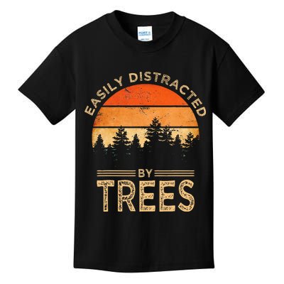 Easily Distracted By Trees Vintage Funny Tree Kids T-Shirt