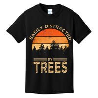 Easily Distracted By Trees Vintage Funny Tree Kids T-Shirt