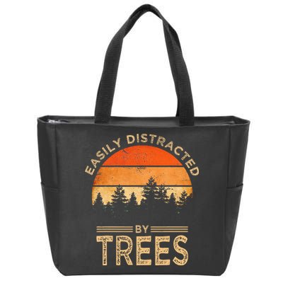 Easily Distracted By Trees Vintage Funny Tree Zip Tote Bag