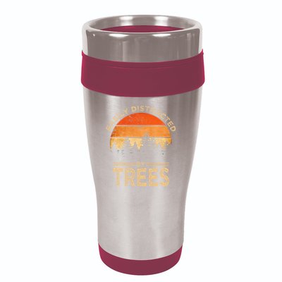 Easily Distracted By Trees Vintage Funny Tree 16oz Travel Tumbler