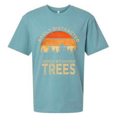 Easily Distracted By Trees Vintage Funny Tree Sueded Cloud Jersey T-Shirt