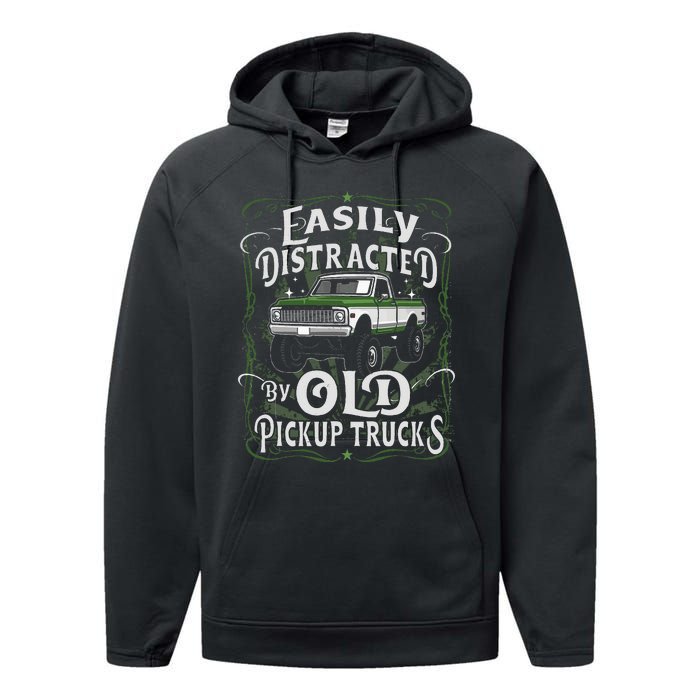 Easily Distracted By Old Pickup Trucks Easily Distracted By Performance Fleece Hoodie