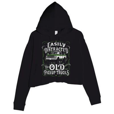 Easily Distracted By Old Pickup Trucks Easily Distracted By Crop Fleece Hoodie