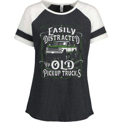 Easily Distracted By Old Pickup Trucks Easily Distracted By Enza Ladies Jersey Colorblock Tee