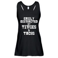 Easily Distracted By Titties And Tacos Funny Taco Lover Man Ladies Essential Flowy Tank