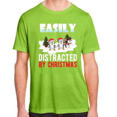 Easily Distracted By Christmas And Penguins Xmas Animal Gift Great Gift Adult ChromaSoft Performance T-Shirt