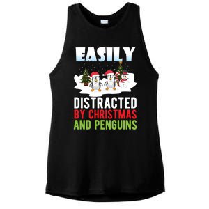 Easily Distracted By Christmas And Penguins Xmas Animal Gift Great Gift Ladies PosiCharge Tri-Blend Wicking Tank