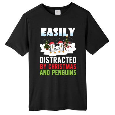 Easily Distracted By Christmas And Penguins Xmas Animal Gift Great Gift Tall Fusion ChromaSoft Performance T-Shirt