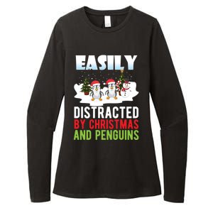 Easily Distracted By Christmas And Penguins Xmas Animal Gift Great Gift Womens CVC Long Sleeve Shirt