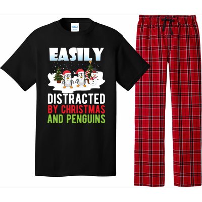 Easily Distracted By Christmas And Penguins Xmas Animal Gift Great Gift Pajama Set