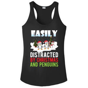 Easily Distracted By Christmas And Penguins Xmas Animal Gift Great Gift Ladies PosiCharge Competitor Racerback Tank