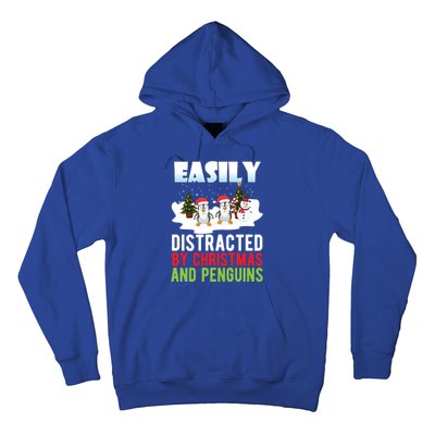 Easily Distracted By Christmas And Penguins Xmas Animal Gift Great Gift Hoodie