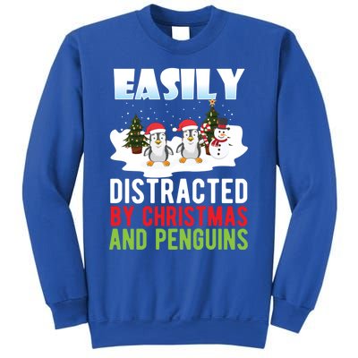 Easily Distracted By Christmas And Penguins Xmas Animal Gift Great Gift Sweatshirt