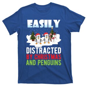 Easily Distracted By Christmas And Penguins Xmas Animal Gift Great Gift T-Shirt