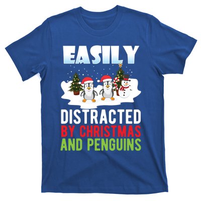 Easily Distracted By Christmas And Penguins Xmas Animal Gift Great Gift T-Shirt