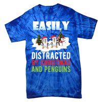 Easily Distracted By Christmas And Penguins Xmas Animal Gift Great Gift Tie-Dye T-Shirt