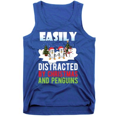 Easily Distracted By Christmas And Penguins Xmas Animal Gift Great Gift Tank Top