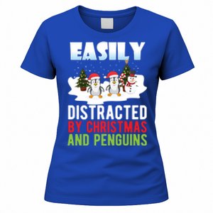 Easily Distracted By Christmas And Penguins Xmas Animal Gift Great Gift Women's T-Shirt