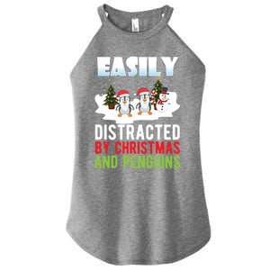 Easily Distracted By Christmas And Penguins Xmas Animal Gift Great Gift Women's Perfect Tri Rocker Tank