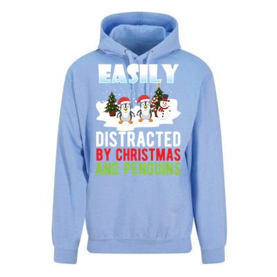 Easily Distracted By Christmas And Penguins Xmas Animal Gift Great Gift Unisex Surf Hoodie