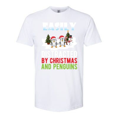 Easily Distracted By Christmas And Penguins Xmas Animal Gift Great Gift Softstyle CVC T-Shirt