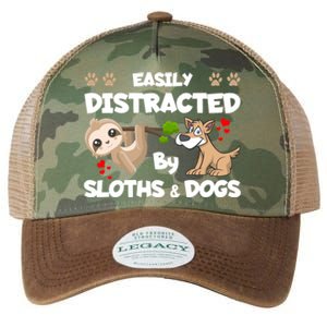 Easily Distracted By Sloths And Dogs Cool Gift Legacy Tie Dye Trucker Hat