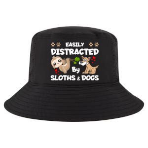 Easily Distracted By Sloths And Dogs Cool Gift Cool Comfort Performance Bucket Hat