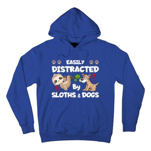 Easily Distracted By Sloths And Dogs Cool Gift Hoodie