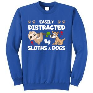 Easily Distracted By Sloths And Dogs Cool Gift Sweatshirt