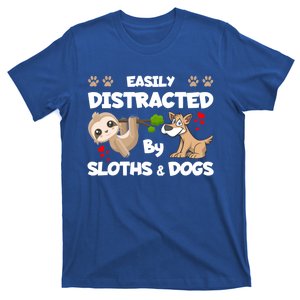 Easily Distracted By Sloths And Dogs Cool Gift T-Shirt