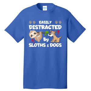 Easily Distracted By Sloths And Dogs Cool Gift Tall T-Shirt