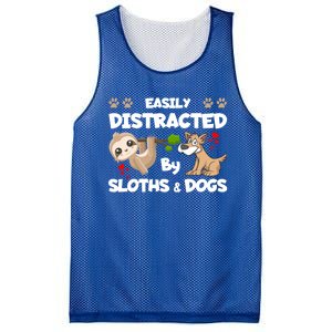 Easily Distracted By Sloths And Dogs Cool Gift Mesh Reversible Basketball Jersey Tank