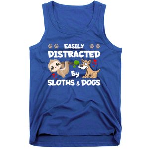 Easily Distracted By Sloths And Dogs Cool Gift Tank Top