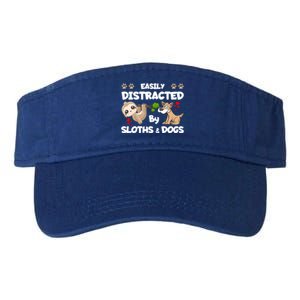 Easily Distracted By Sloths And Dogs Cool Gift Valucap Bio-Washed Visor