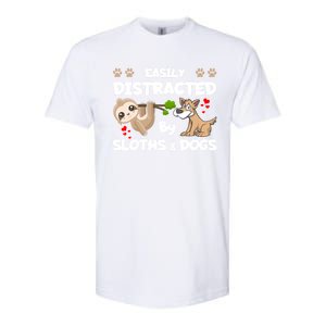 Easily Distracted By Sloths And Dogs Cool Gift Softstyle CVC T-Shirt