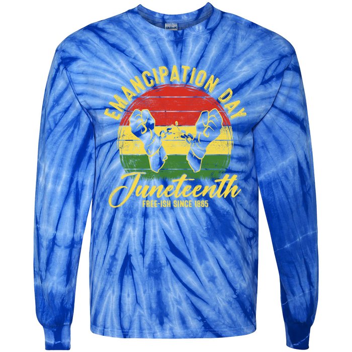 Ecipation Day Blm Freedom Independence Juneteenth 1865 Great Gift Tie-Dye Long Sleeve Shirt