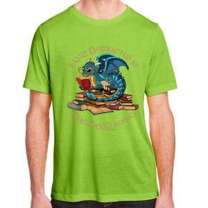 Easily Distracted By Dragons And Books Gift Nerd Dragon Adult ChromaSoft Performance T-Shirt