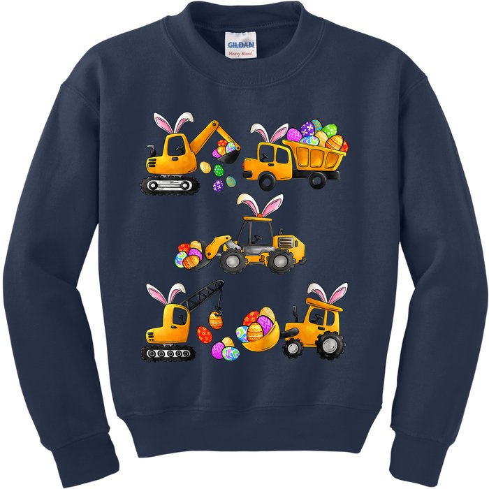 Easter day Bunny Construction Trucks Funny Boy Kids Sweatshirt