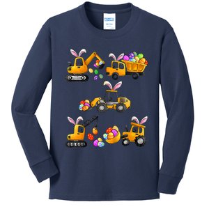 Easter day Bunny Construction Trucks Funny Boy Kids Long Sleeve Shirt