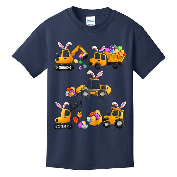 Easter day Bunny Construction Trucks Funny Boy Kids T-Shirt