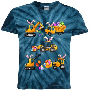 Easter day Bunny Construction Trucks Funny Boy Kids Tie-Dye T-Shirt