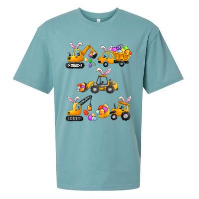 Easter day Bunny Construction Trucks Funny Boy Sueded Cloud Jersey T-Shirt