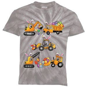 Easter Day Bunny Construction Trucks Funny Kids Tie-Dye T-Shirt