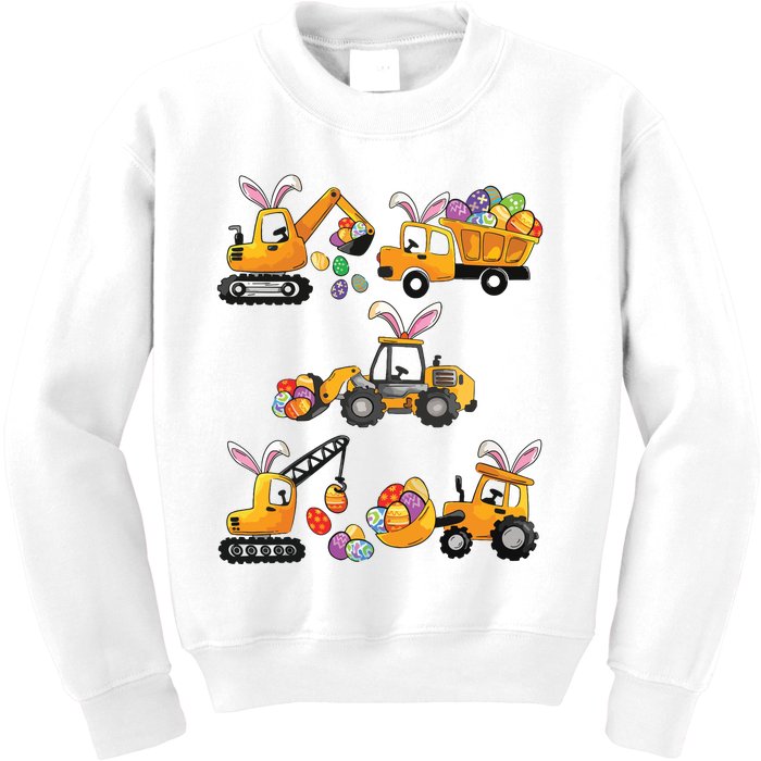 Easter Day Bunny Construction Trucks Funny Kids Sweatshirt