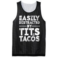 Easily Distracted By Tits And Tacos Adult Humor Gift Mesh Reversible Basketball Jersey Tank